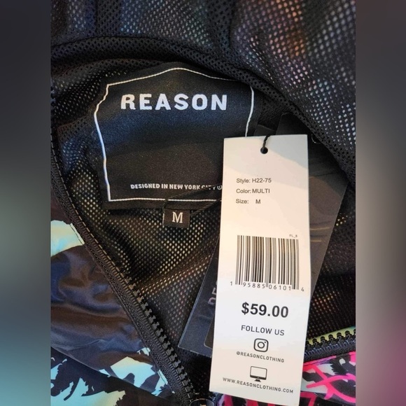 Reason Medium AOP Allover Print Half Zip Anorak Pullover Jacket Smiley Tiger - Picture 8 of 9